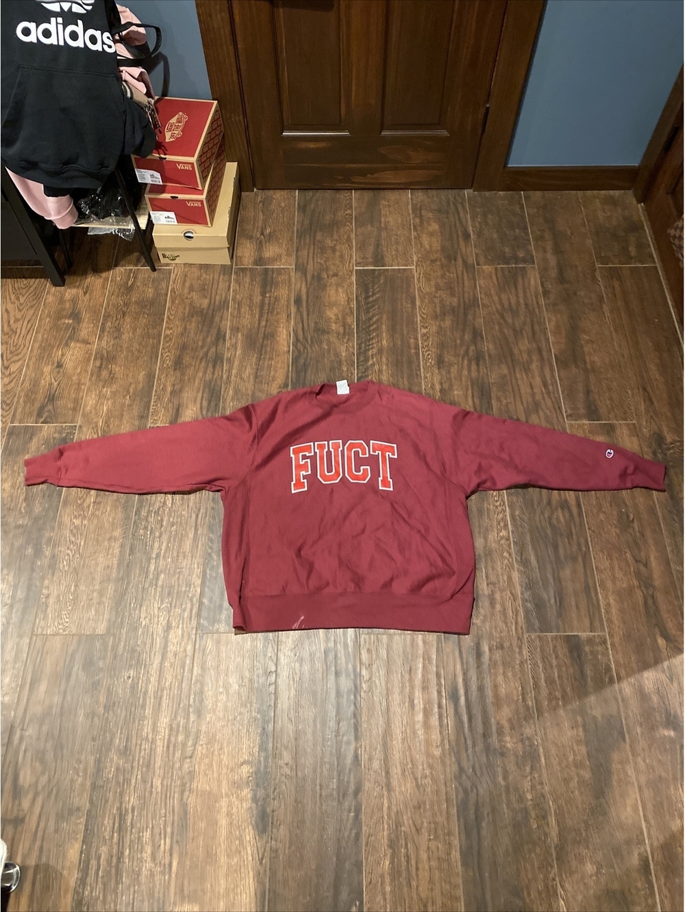 FUCT Maroon CHAMPION REVERSE WEAVE SWEATER